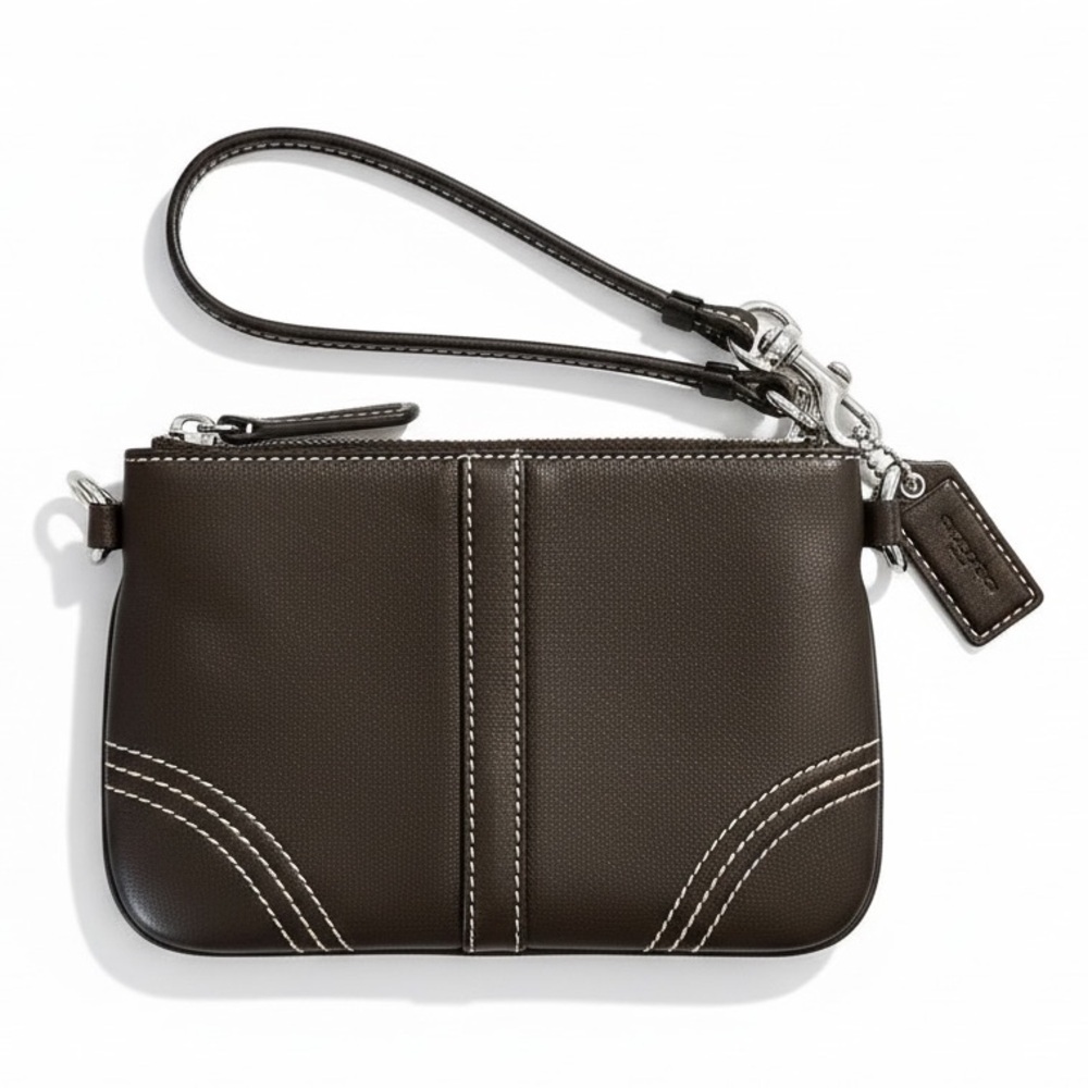 Coach Vintage Soho Chocolate Brown Leather Wristlet with Coach Box and Dust Bag - Picture 2 of 7